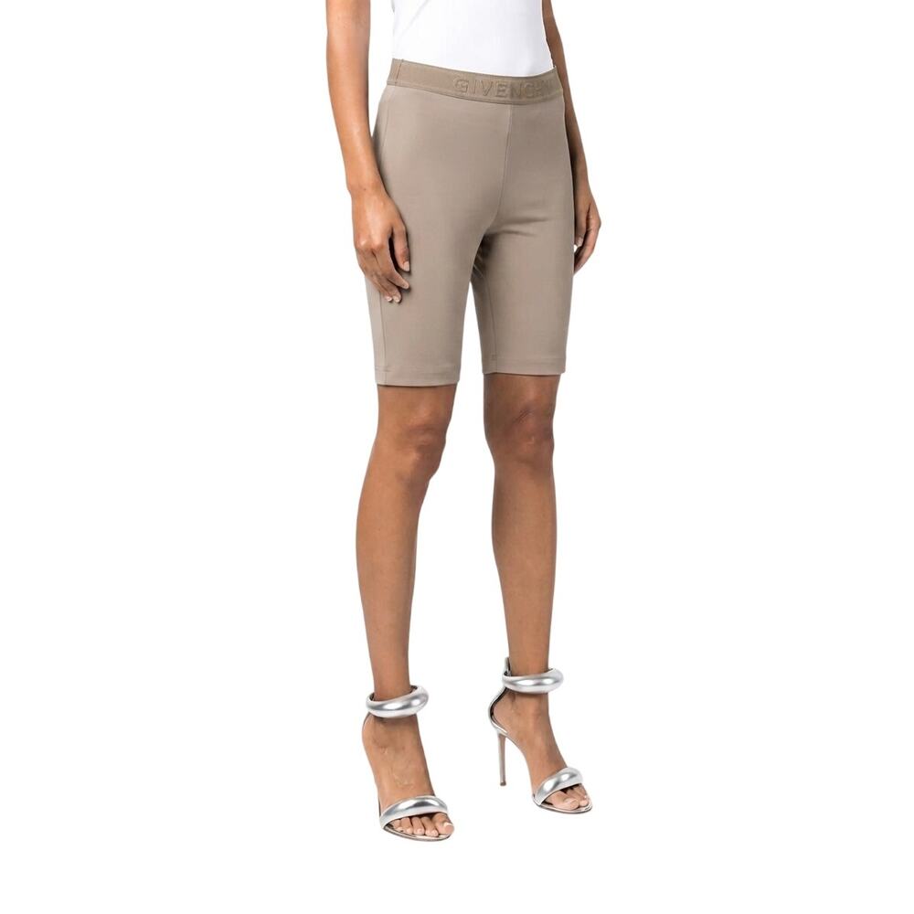 Givenchy Logo Waistband Stretch Biker Shorts Light Beige Women's Size XS